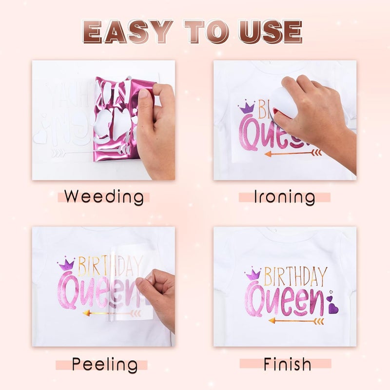 Tintnut Metallic Heat Transfer Vinyl Multicolored Chrome HTV -24 Sheets 12"x 10" Foil Holographic Iron On Vinyl for DIY T-Shirts Handbags Hats Crafts - Image 4